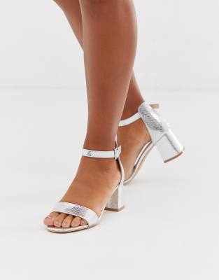 silver block heels asos