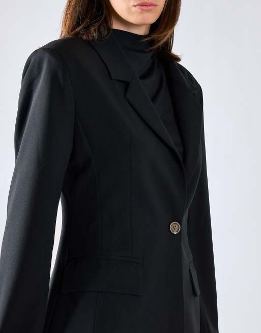 Glamorous Single-button tailored blazer in black, 4 of 4