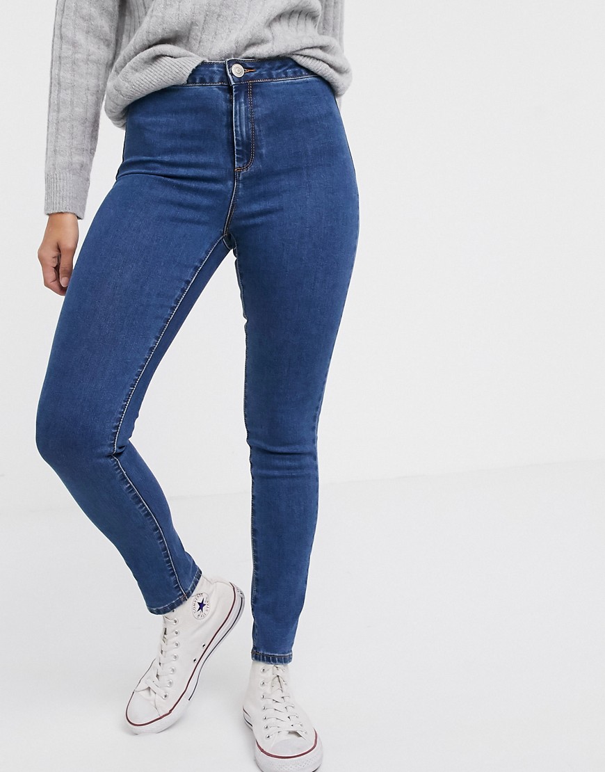 Glamorous - Skinny enkellange jeans in mid stonewash-Blauw