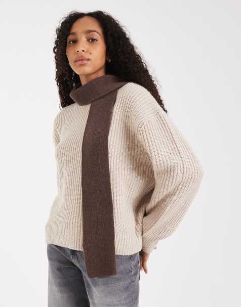 Glamorous skinny scarf in chocolate brown - view 1