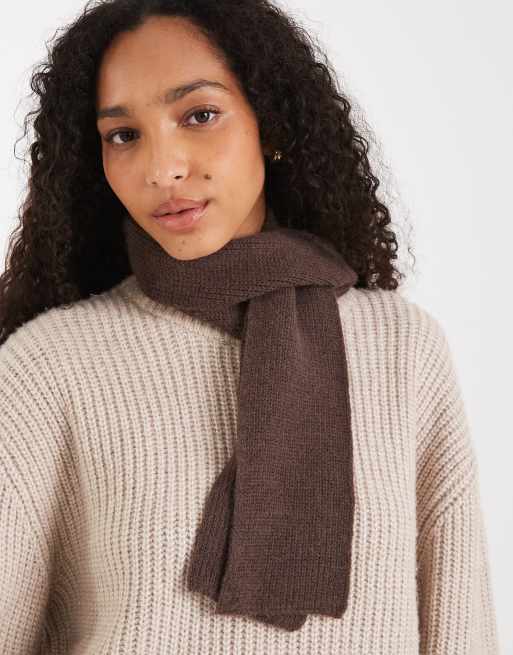 Glamorous skinny scarf in chocolate brown | ASOS