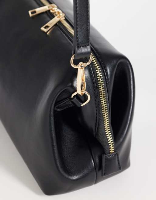 Glamorous skuldertaske i sort imiteret læder, 3 af 4