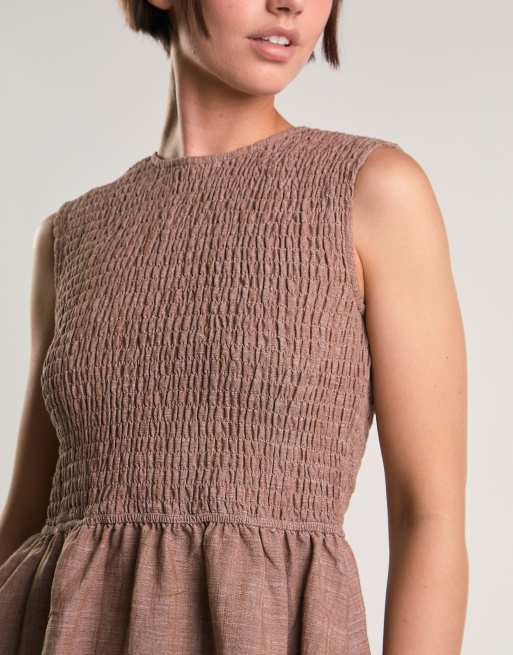 Glamorous Sleeveless bubble-hem top in mid brown fleck, 4 of 4