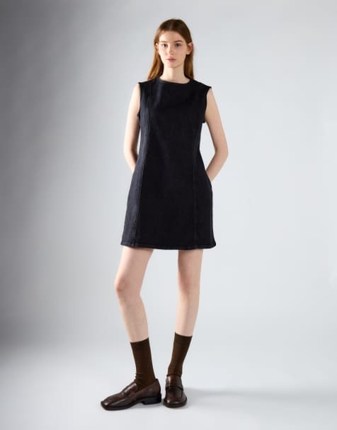Glamorous Sleeveless denim mini dress in black denim - view 1