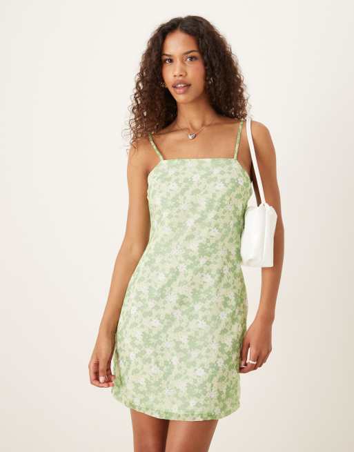 Glamorous Sleeveless mini dress in apple green ditsy, 4 of 4