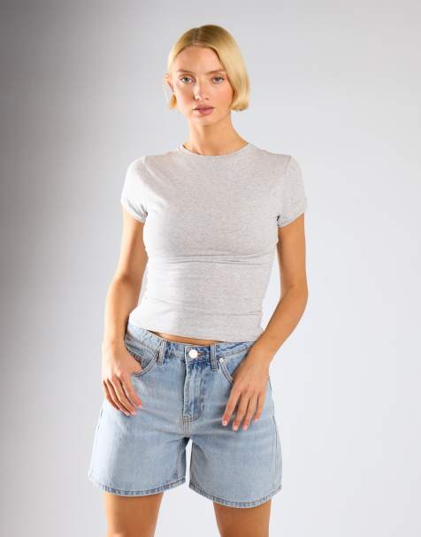 Glamorous Slim fit stretchy denim short in mid blue - view 1