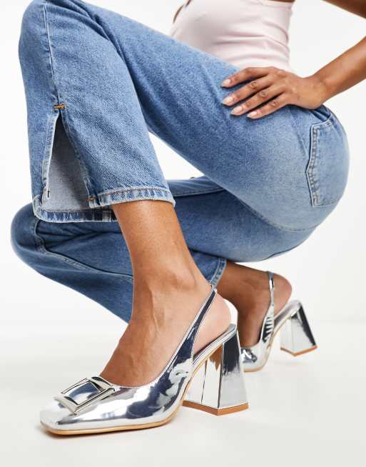 Silver block 2025 heels asos