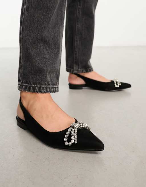 Black pointed flat outlet shoes