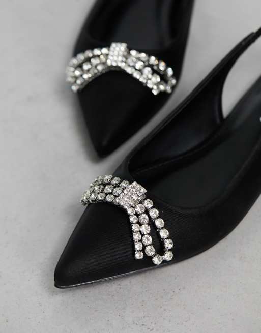 Black flat best sale shoes with rhinestones