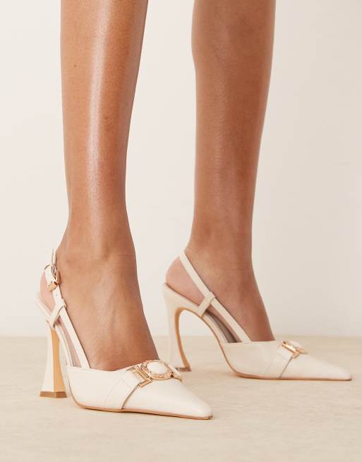 Cream small heels best sale