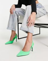 ASOS DESIGN Simmer slingback stiletto mid shoes in green | ASOS