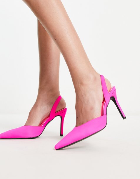 Neon pink low store heels