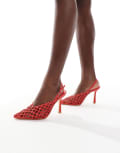 [Glamorous] Glamorous slingback heeled shoes in red woven 37 RED
