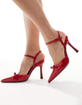[Glamorous] Glamorous slingback heeled shoes with bow in red 39 RED