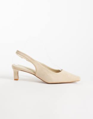 Glamorous Slingback Kitten Heel Shoes In Neutral
