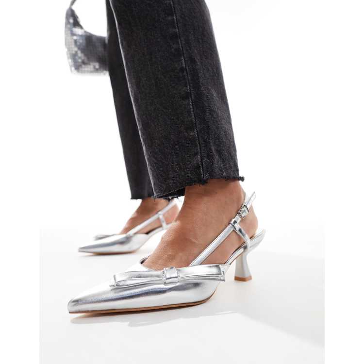 Silver slingback shoes on sale