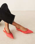 [Glamorous] Glamorous slingback low heeled shoes in red raffia 38 RED RAFFIA