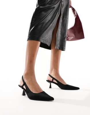 Glamorous slingback mid stiletto heels in black  - ASOS Price Checker