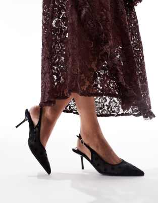  slingback pumps in mesh black polkadot