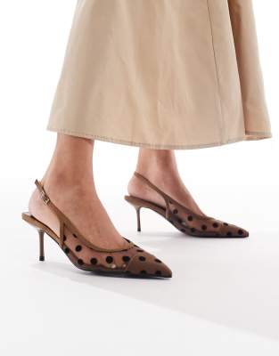 スリッポン 'City Glistening Abstract Embroidery' slingback Brown Abstract Embroidery Slingback flats for Woman in Chocolate