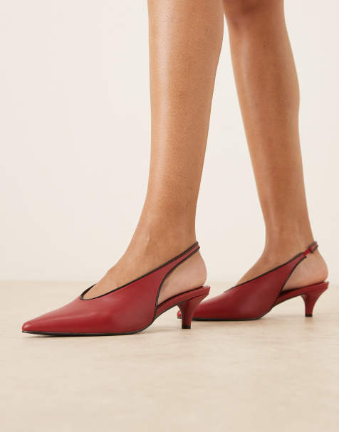 Glamorous - Slingback schoenen met kitten hakken in bordeauxrood - view 1