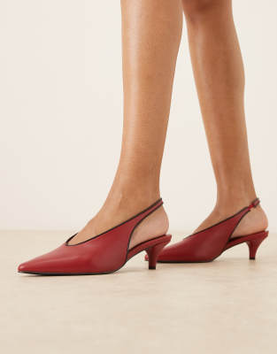 Glamorous - Slingback-Schuhe in Burgunderrot mit Kitten-Absatz