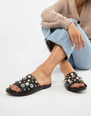 Glamorous slippers med nitter-Sort