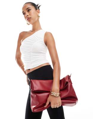 Glamorous Glamorous slouch oversized clutch bag with detachable crossbody strap in red