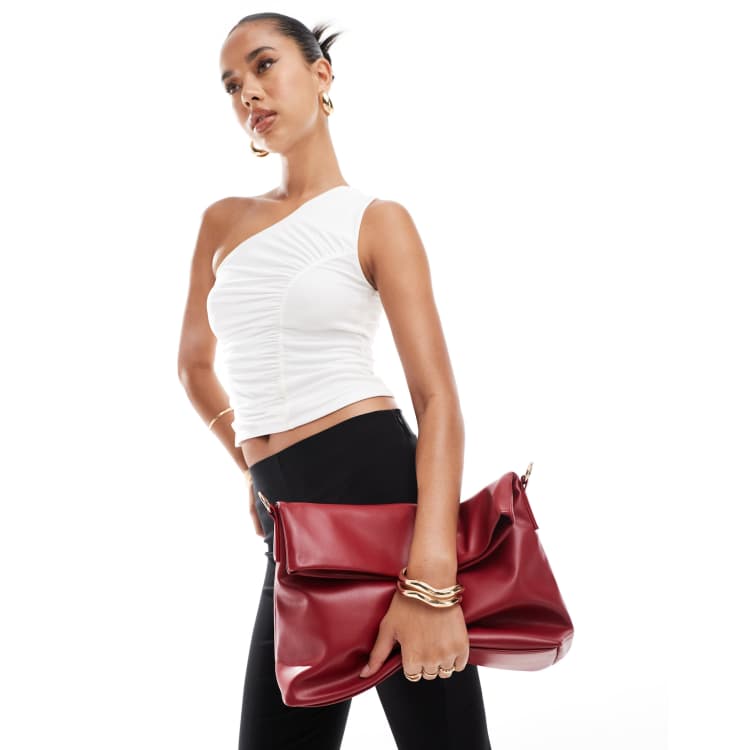 Glamorous slouch oversized clutch bag with detachable crossbody strap in red ASOS