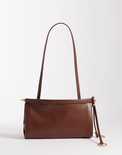 Glamorous slouch shoulder bag in dark brown - view 1