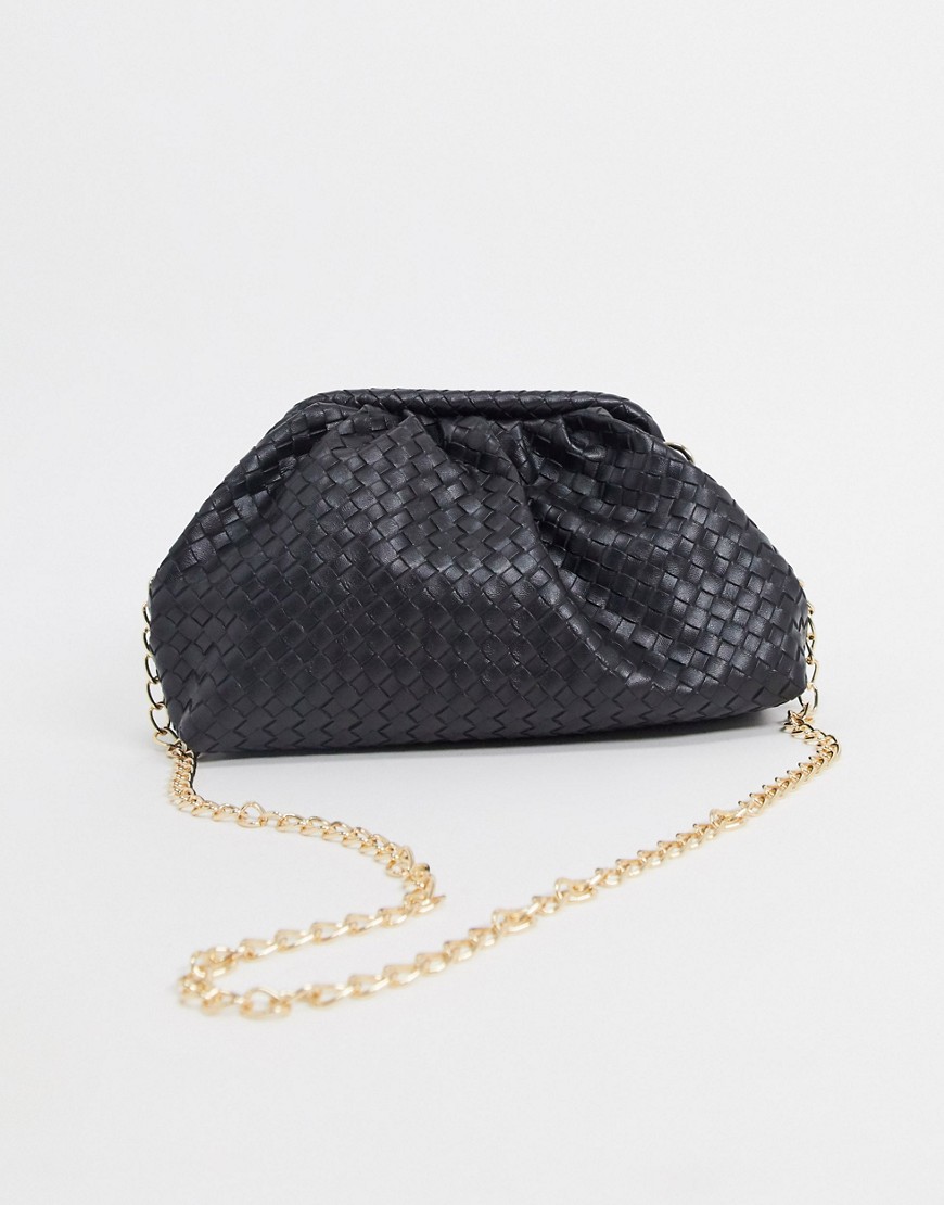 Glamorous Slouchy Pillow Clutch Bag In Black Woven