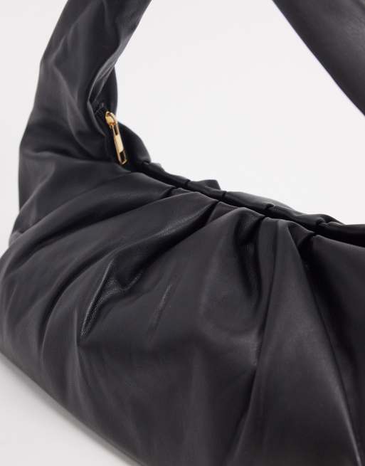 Glamorous slouchy ruched shoulder bag in black, 2 of 4