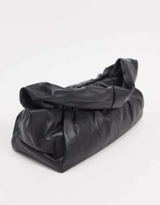 Glamorous slouchy ruched shoulder bag in black, 3 of 4