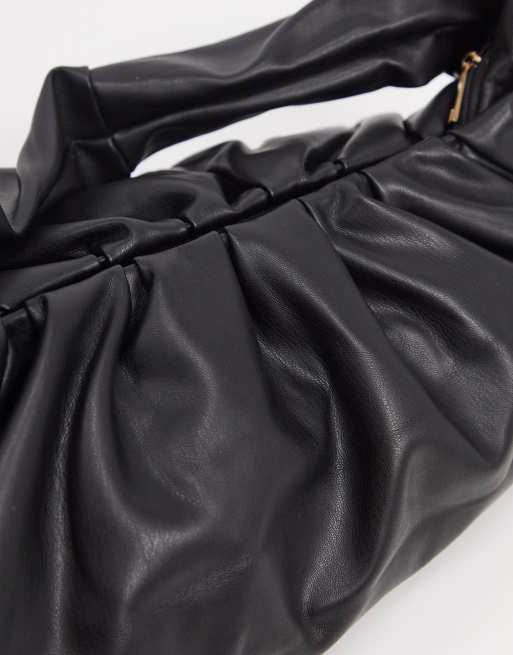 Glamorous slouchy ruched shoulder bag in black, 4 of 4