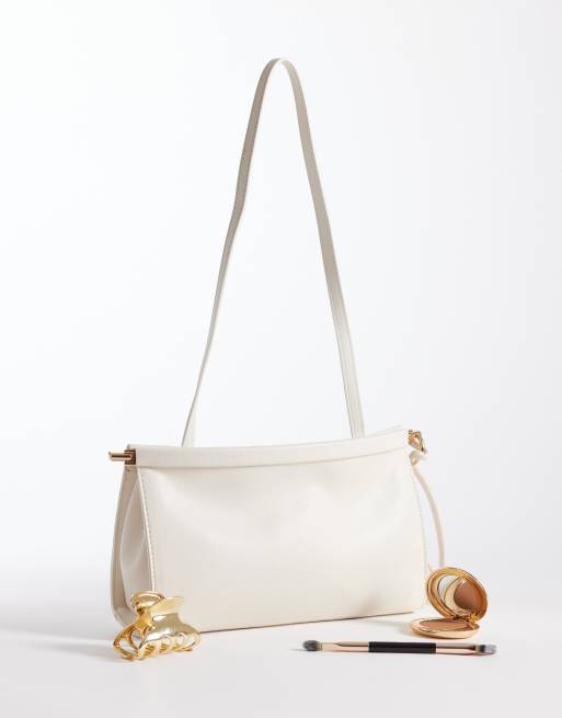 Glamorous slouchy shoulder bag in cream, 2 of 4