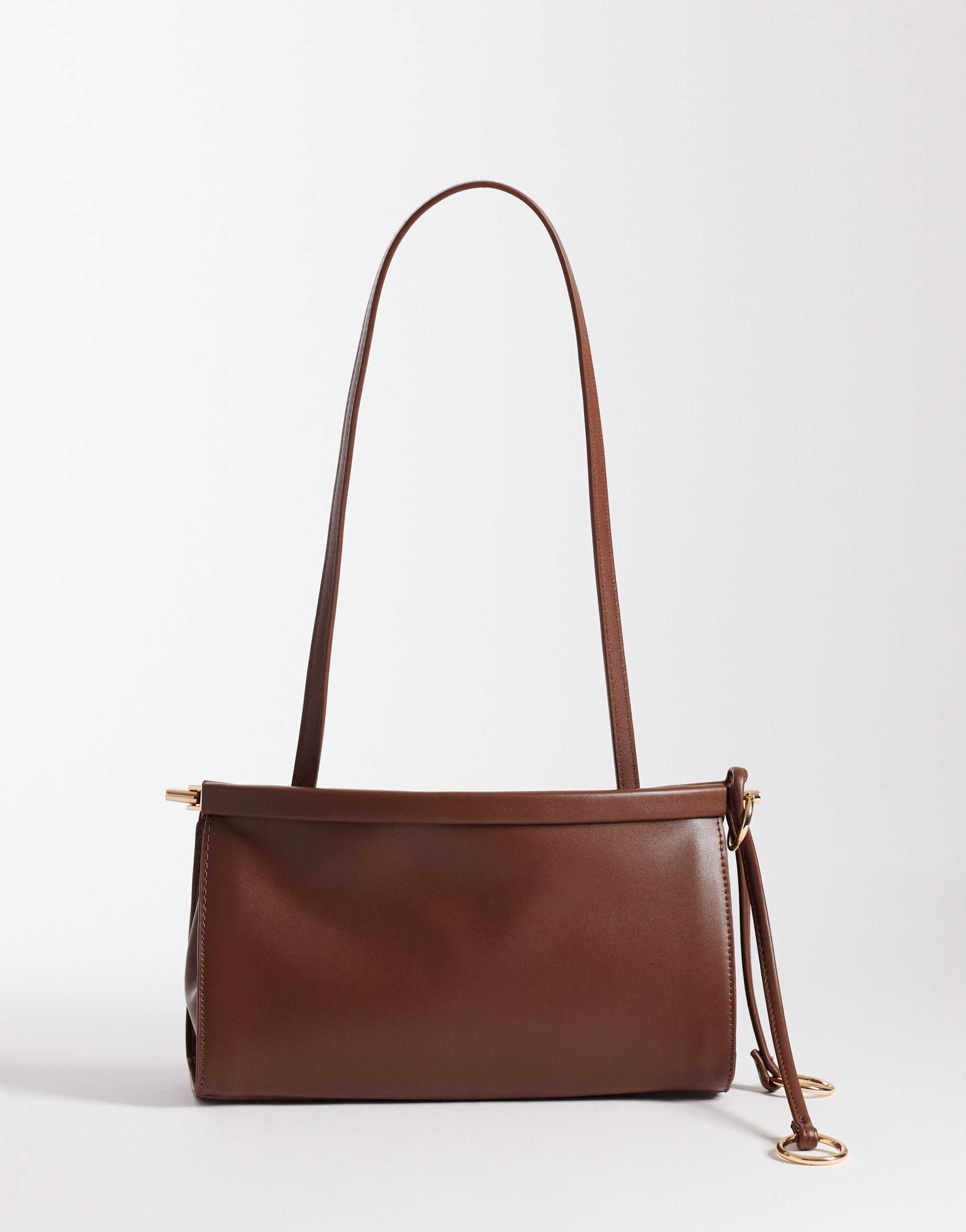 glamorous slouchy shoulder bag in dark brown