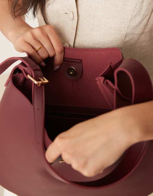 Glamorous - Sac porté épaule souple avec fermoir - Bordeaux
