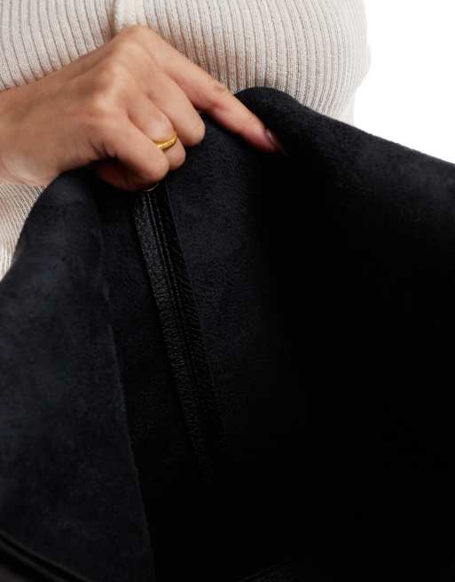 Glamorous slouchy shoulder tote bag with molten buckle detail in black