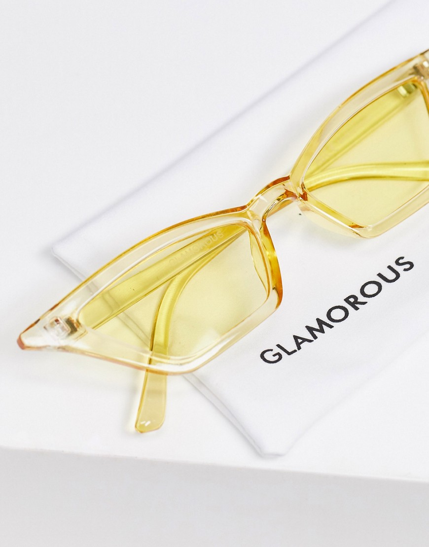 Glamorous - Smalle cat eye-zonnebril met gele glazen-Geel