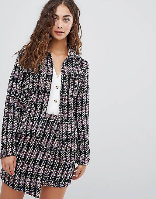 Glamorous smart jacket in textured tweed co-ord