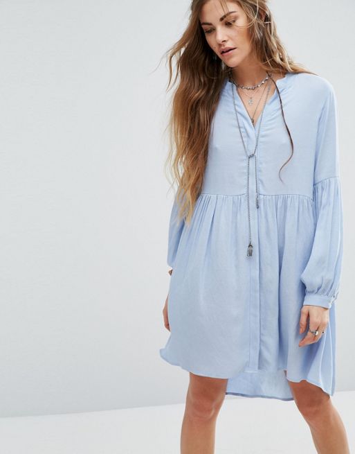 Glamorous Smock Dress With Blouson Sleeves In Light Textured Fabric | ASOS