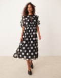 [Glamorous] Glamorous smock dress with puff sleeves in black and white polka dot 8 Black/white