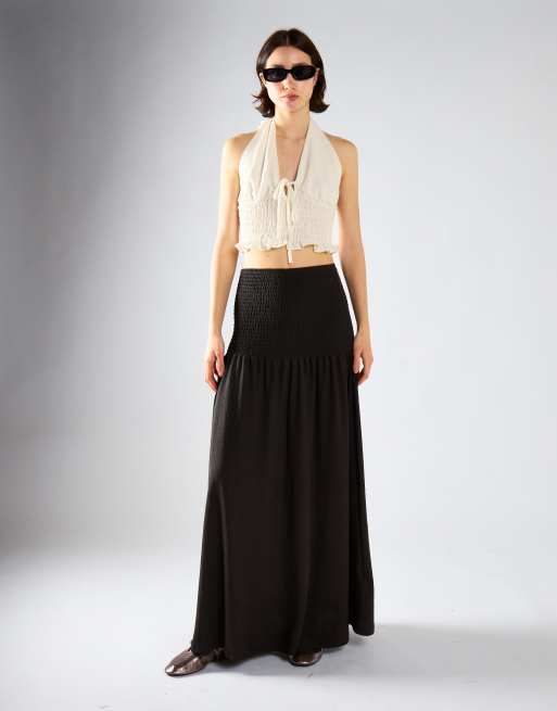 Glamorous Smocked halter top in white, 4 of 4