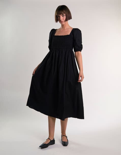 Glamorous Smocked midi dress in black - view 1