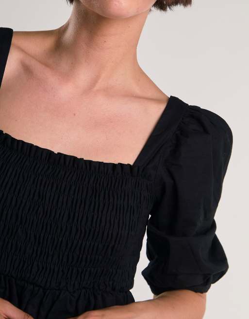 Glamorous Smocked midi dress in black, 3 of 4