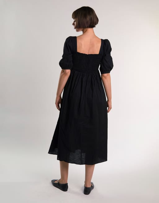 Glamorous Smocked midi dress in black, 4 of 4