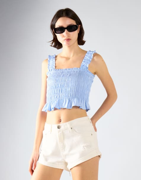 Glamorous Smocked top in light blue - view 1