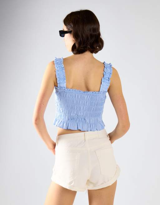 Glamorous Smocked top in light blue, 2 of 4