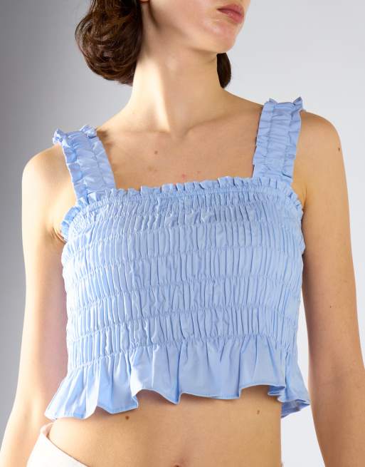 Glamorous Smocked top in light blue, 3 of 4