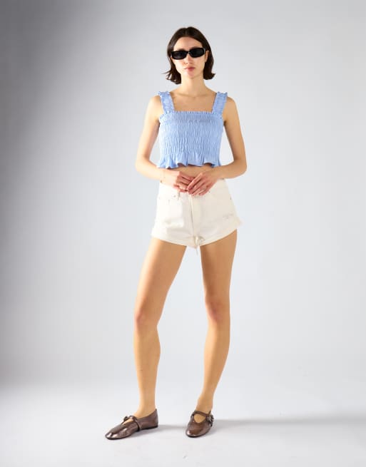 Glamorous Smocked top in light blue, 4 of 4